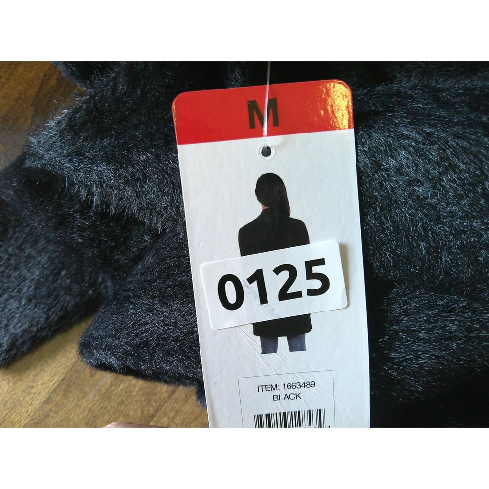 Love Token Cardigan Womens M Black NWT Fuzzy Eyelash‎ Knit Open Front Longline - Picture 9 of 9